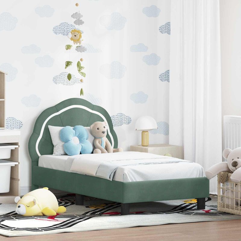 Casa si Gradina - Mobilier - Paturi si accesorii - Paturi - Cadru de pat pentru copii cu spatar Verde Marii 70 x 140 cm - Infinity.ro