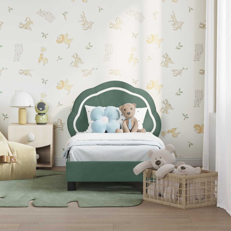 Casa si Gradina - Mobilier - Paturi si accesorii - Paturi - Cadru de pat pentru copii cu spatar Verde Marii 70 x 140 cm - Infinity.ro