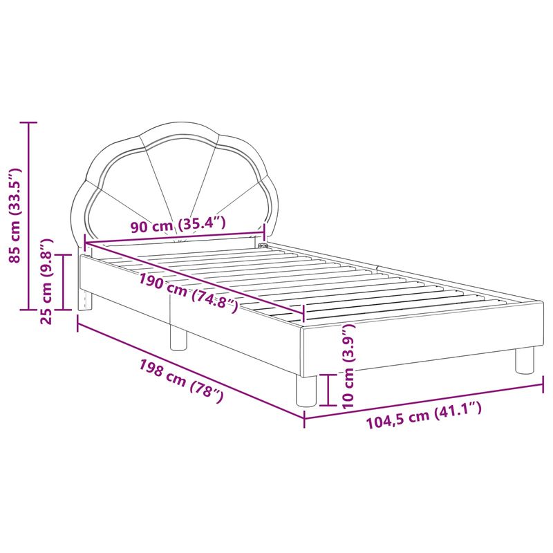 Casa si Gradina - Mobilier - Paturi si accesorii - Paturi - Cadru de pat pentru copii cu spatar Gri inchis 90 x 190 cm - Infinity.ro