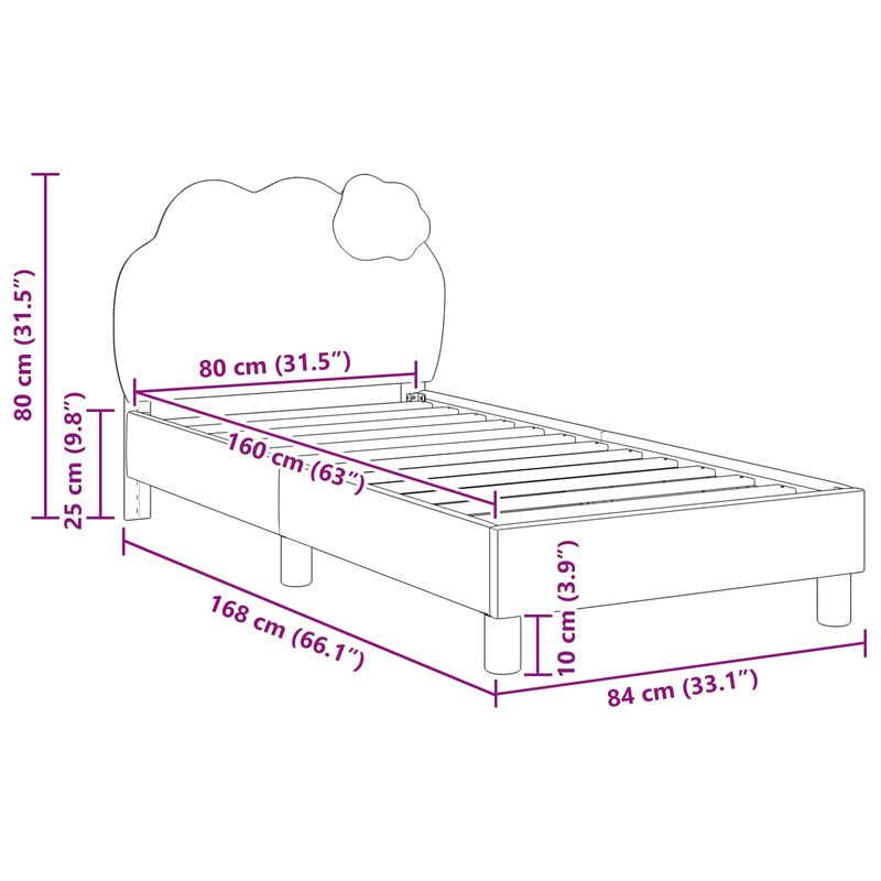 Casa si Gradina - Mobilier - Paturi si accesorii - Paturi - Cadru de pat pentru copii cu spatar albastru 80 x 160 cm PU - Infinity.ro