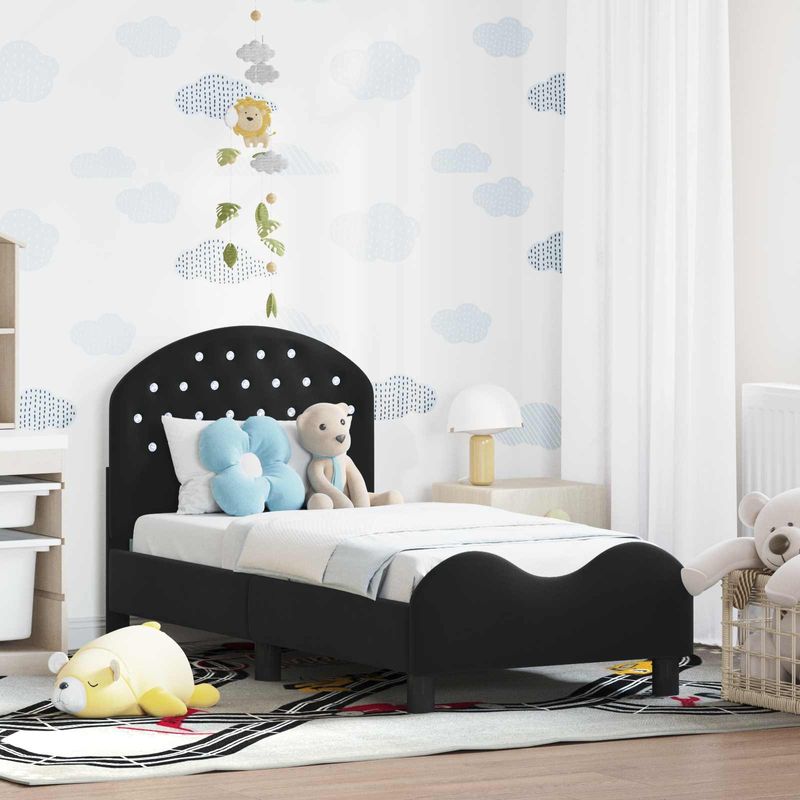 Casa si Gradina - Mobilier - Paturi si accesorii - Paturi - Cadru de pat pentru copii cu spatar Negru 70 x 140 cm Catifea - Infinity.ro