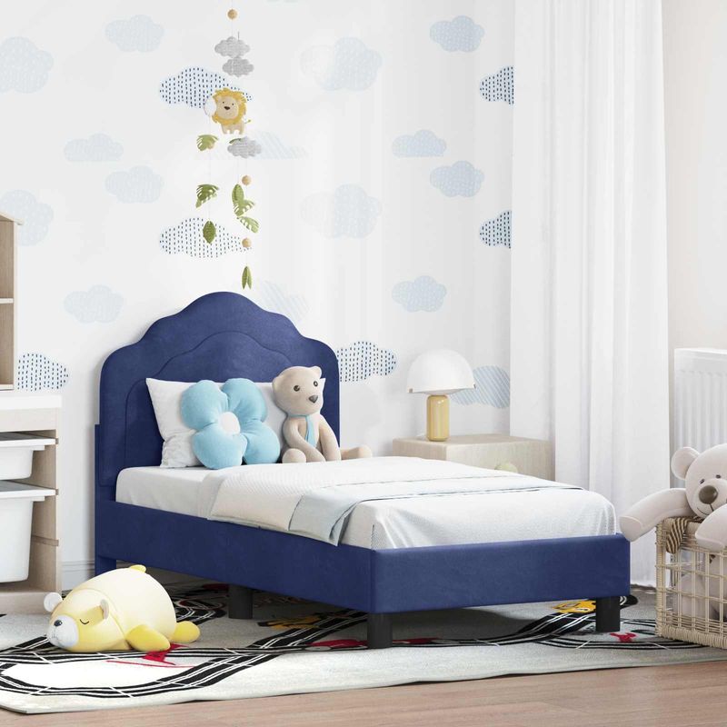 Casa si Gradina - Mobilier - Paturi si accesorii - Paturi - Cadru de pat pentru copii cu spatar Albastru Politie - Infinity.ro