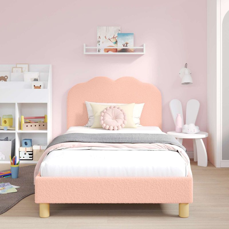 Casa si Gradina - Mobilier - Paturi si accesorii - Paturi - Cadru de pat pentru copii cu spatar Roz 90 x 200 cm - Infinity.ro