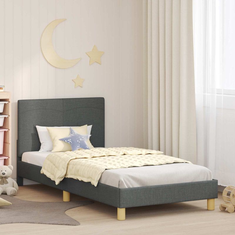 Casa si Gradina - Mobilier - Paturi si accesorii - Paturi - Cadru de pat pentru copii cu spatar Gri inchis 90 x 200 cm - Infinity.ro