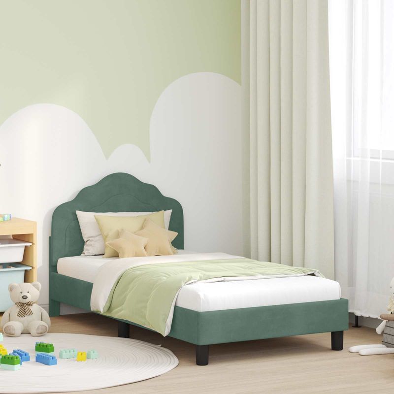 Casa si Gradina - Mobilier - Paturi si accesorii - Paturi - Cadru de pat pentru copii cu spatar Verde Marii 80 x 160 cm - Infinity.ro
