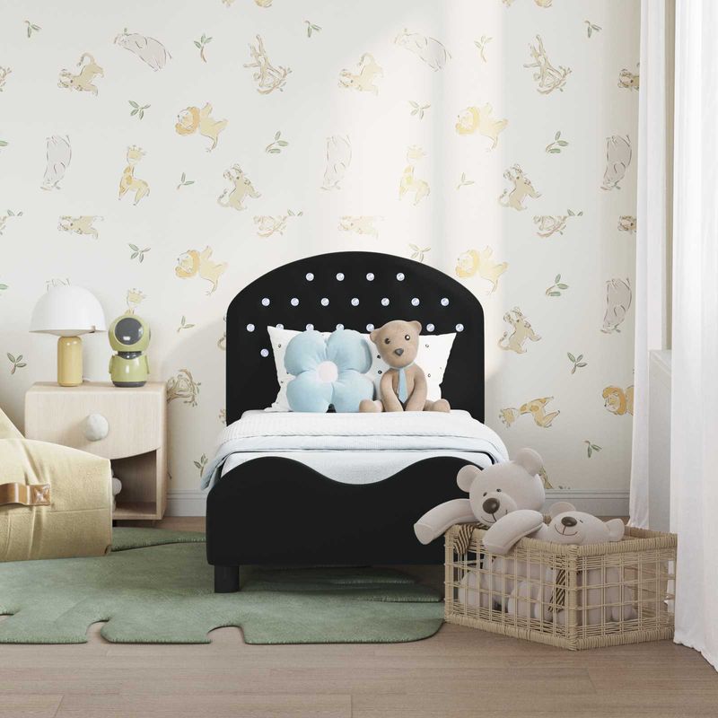 Casa si Gradina - Mobilier - Paturi si accesorii - Paturi - Cadru de pat pentru copii cu spatar Negru 70 x 140 cm Catifea - Infinity.ro