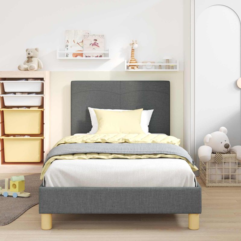 Casa si Gradina - Mobilier - Paturi si accesorii - Paturi - Cadru de pat pentru copii cu spatar Gri inchis 90 x 200 cm - Infinity.ro