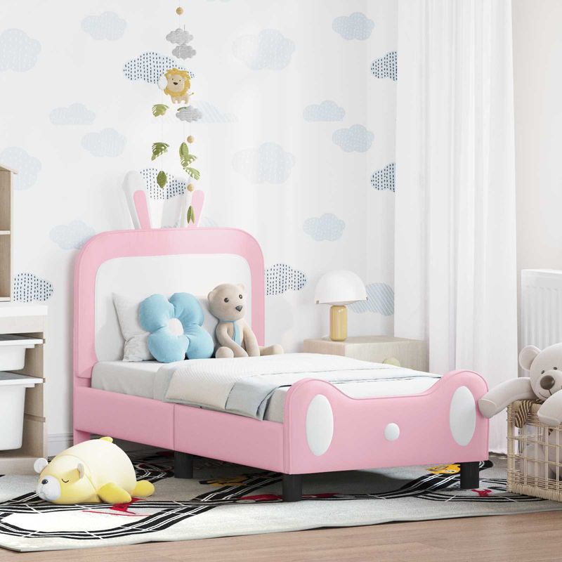 Casa si Gradina - Mobilier - Paturi si accesorii - Paturi - Cadru de pat pentru copii cu spatar Roz 70 x 140 cm PU - Infinity.ro