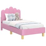 Casa si Gradina - Mobilier - Paturi si accesorii - Paturi - Cadru de pat pentru copii cu spatar Roz 70 x 140 cm tesatura - Infinity.ro