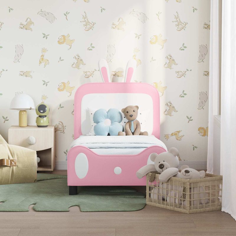 Casa si Gradina - Mobilier - Paturi si accesorii - Paturi - Cadru de pat pentru copii cu spatar Roz 70 x 140 cm PU - Infinity.ro