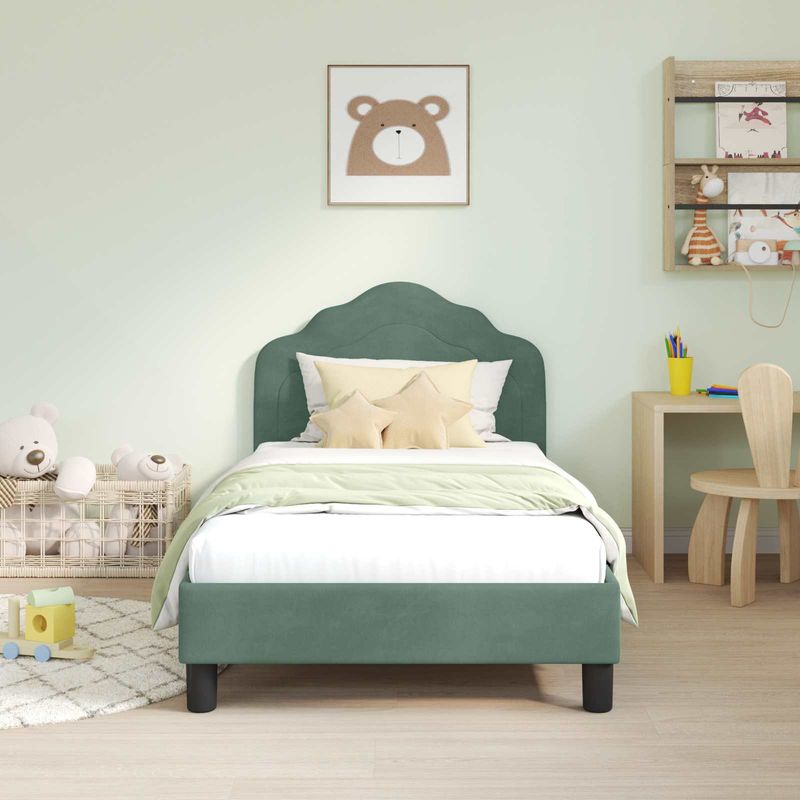 Casa si Gradina - Mobilier - Paturi si accesorii - Paturi - Cadru de pat pentru copii cu spatar Verde Marii 80 x 160 cm - Infinity.ro