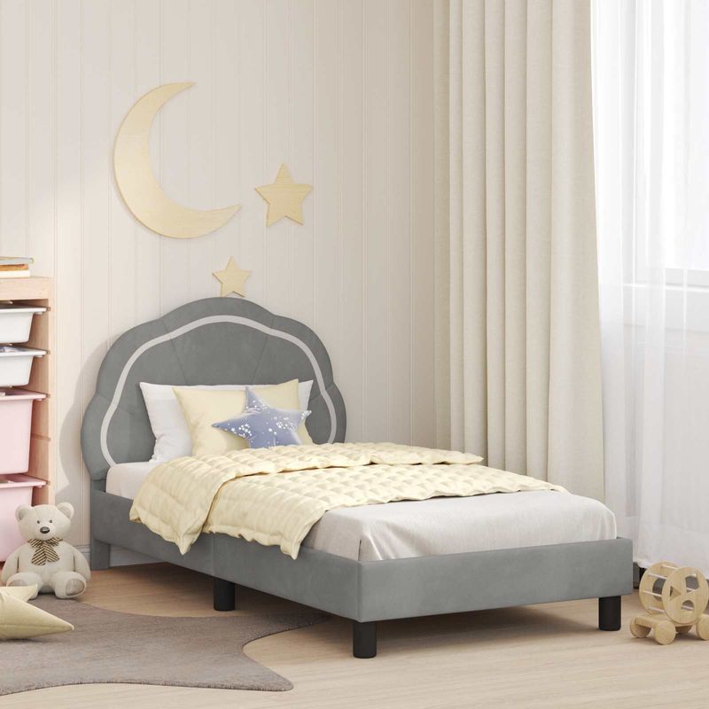 Casa si Gradina - Mobilier - Paturi si accesorii - Paturi - Cadru de pat pentru copii cu spatar Gri deschis 80 x 160 cm - Infinity.ro