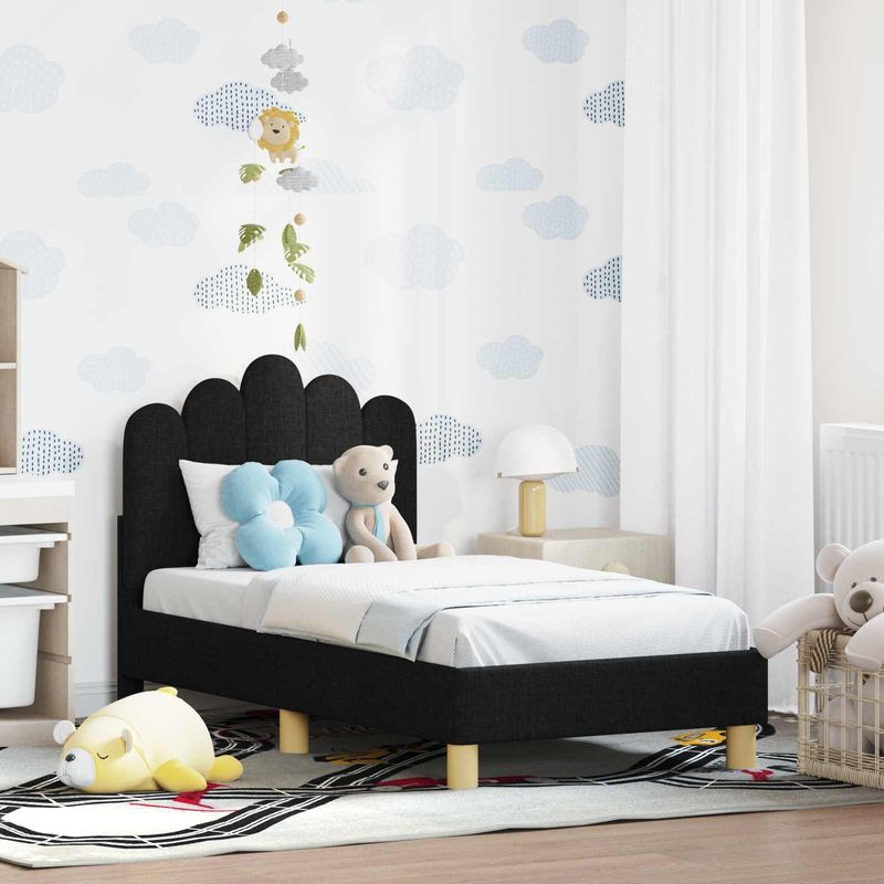 Casa si Gradina - Mobilier - Paturi si accesorii - Paturi - Cadru de pat pentru copii cu spatar Negru 70 x 140 cm tesatura - Infinity.ro