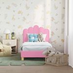 Casa si Gradina - Mobilier - Paturi si accesorii - Paturi - Cadru de pat pentru copii cu spatar Roz 70 x 140 cm tesatura - Infinity.ro