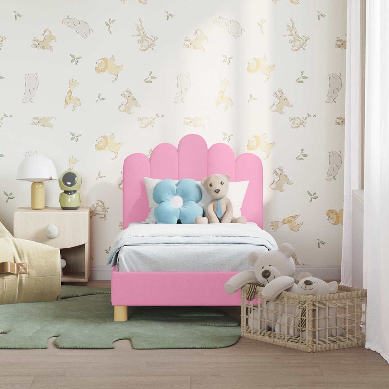Casa si Gradina - Mobilier - Paturi si accesorii - Paturi - Cadru de pat pentru copii cu spatar Roz 70 x 140 cm tesatura - Infinity.ro