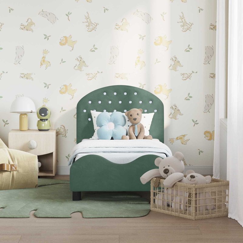 Casa si Gradina - Mobilier - Paturi si accesorii - Paturi - Cadru de pat pentru copii cu spatar Verde Marii 70 x 140 cm - Infinity.ro
