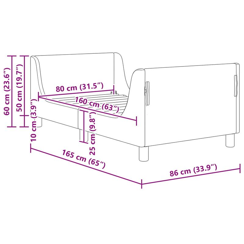 Casa si Gradina - Mobilier - Paturi si accesorii - Paturi - Cadru de pat pentru copii cu spatar Verde Marii 80 x 160 cm - Infinity.ro