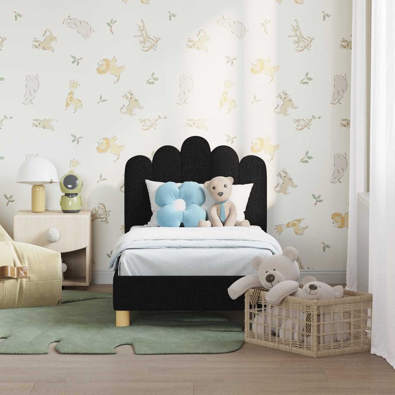 Casa si Gradina - Mobilier - Paturi si accesorii - Paturi - Cadru de pat pentru copii cu spatar Negru 70 x 140 cm tesatura - Infinity.ro
