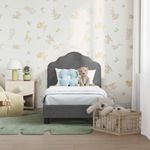Casa si Gradina - Mobilier - Paturi si accesorii - Paturi - Cadru de pat pentru copii cu spatar Gri inchis 70 x 140 cm - Infinity.ro