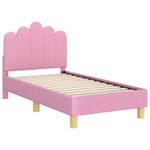 Casa si Gradina - Mobilier - Paturi si accesorii - Paturi - Cadru de pat pentru copii cu spatar Roz 70 x 140 cm tesatura - Infinity.ro