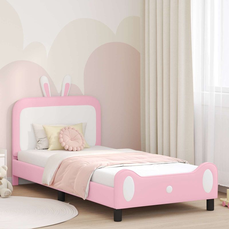 Casa si Gradina - Mobilier - Paturi si accesorii - Paturi - Cadru de pat pentru copii cu spatar Roz 90 x 200 cm PU - Infinity.ro