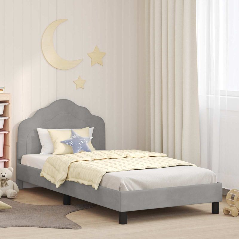 Casa si Gradina - Mobilier - Paturi si accesorii - Paturi - Cadru de pat pentru copii cu spatar Gri deschis 80 x 200 cm - Infinity.ro