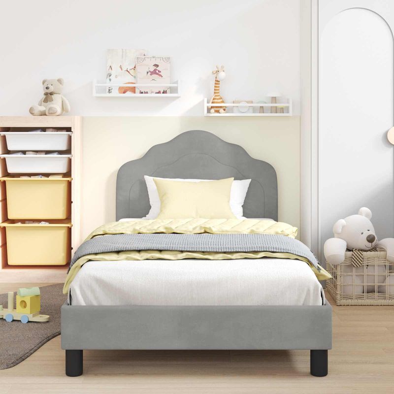 Casa si Gradina - Mobilier - Paturi si accesorii - Paturi - Cadru de pat pentru copii cu spatar Gri deschis 80 x 200 cm - Infinity.ro