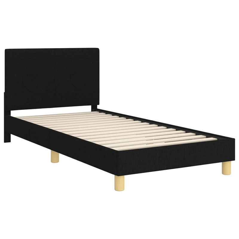 Casa si Gradina - Mobilier - Paturi si accesorii - Paturi - Cadru de pat pentru copii cu spatar Negru 90 x 200 cm tesatura - Infinity.ro