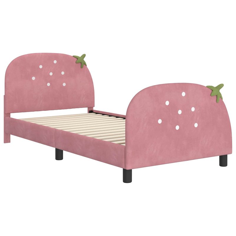 Casa si Gradina - Mobilier - Paturi si accesorii - Paturi - Cadru de pat pentru copii cu spatar Roz 90 x 200 cm Catifea - Infinity.ro