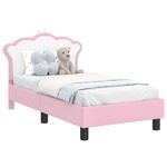 Casa si Gradina - Mobilier - Paturi si accesorii - Paturi - Cadru de pat pentru copii cu spatar Roz 70 x 140 cm PU - Infinity.ro