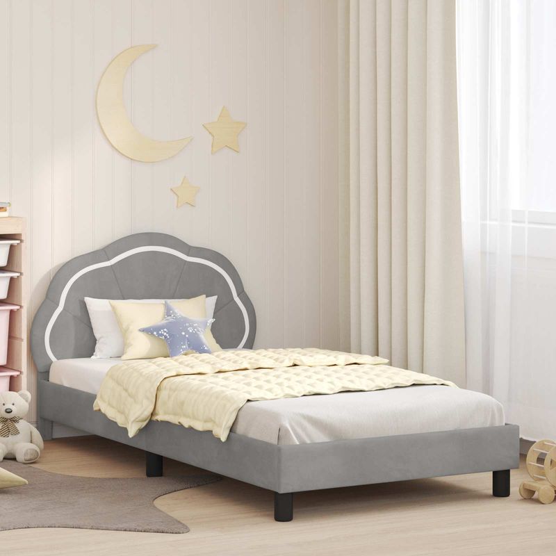 Casa si Gradina - Mobilier - Paturi si accesorii - Paturi - Cadru de pat pentru copii cu spatar Gri deschis 80 x 200 cm - Infinity.ro
