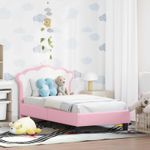 Casa si Gradina - Mobilier - Paturi si accesorii - Paturi - Cadru de pat pentru copii cu spatar Roz 70 x 140 cm PU - Infinity.ro