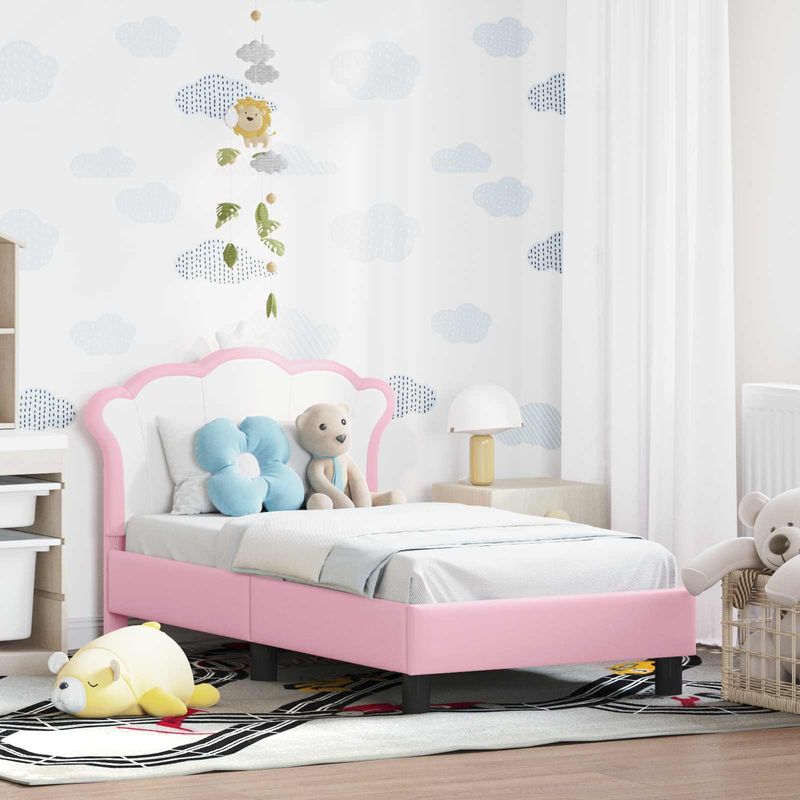 Casa si Gradina - Mobilier - Paturi si accesorii - Paturi - Cadru de pat pentru copii cu spatar Roz 70 x 140 cm PU - Infinity.ro