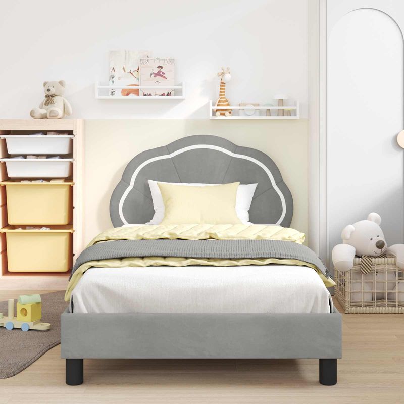 Casa si Gradina - Mobilier - Paturi si accesorii - Paturi - Cadru de pat pentru copii cu spatar Gri deschis 80 x 200 cm - Infinity.ro