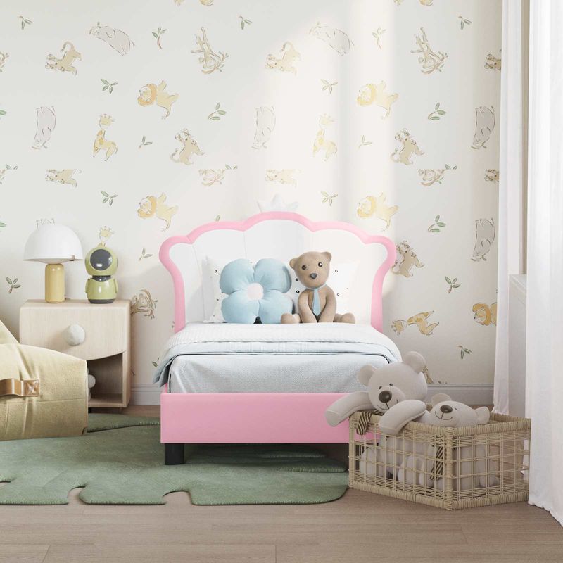 Casa si Gradina - Mobilier - Paturi si accesorii - Paturi - Cadru de pat pentru copii cu spatar Roz 70 x 140 cm PU - Infinity.ro