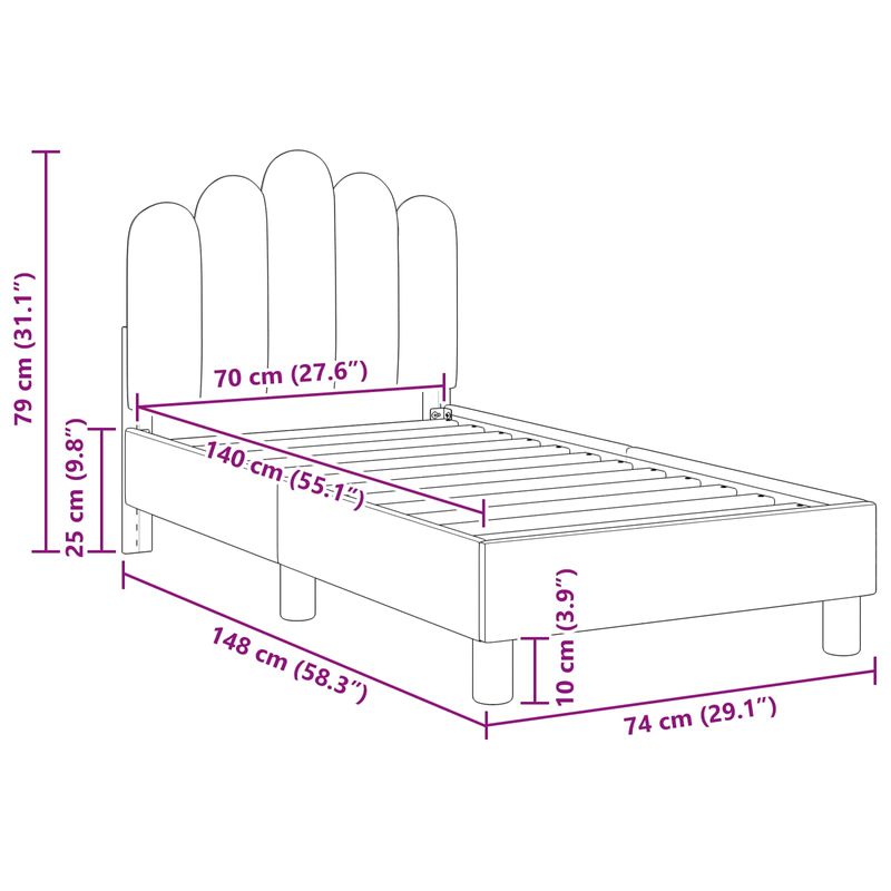 Casa si Gradina - Mobilier - Paturi si accesorii - Paturi - Cadru de pat pentru copii cu spatar Negru 70 x 140 cm tesatura - Infinity.ro