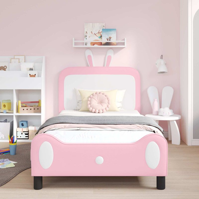 Casa si Gradina - Mobilier - Paturi si accesorii - Paturi - Cadru de pat pentru copii cu spatar Roz 80 x 200 cm PU - Infinity.ro