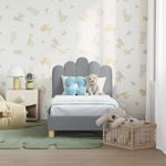 Casa si Gradina - Mobilier - Paturi si accesorii - Paturi - Cadru de pat pentru copii cu spatar Gri deschis 70 x 140 cm - Infinity.ro