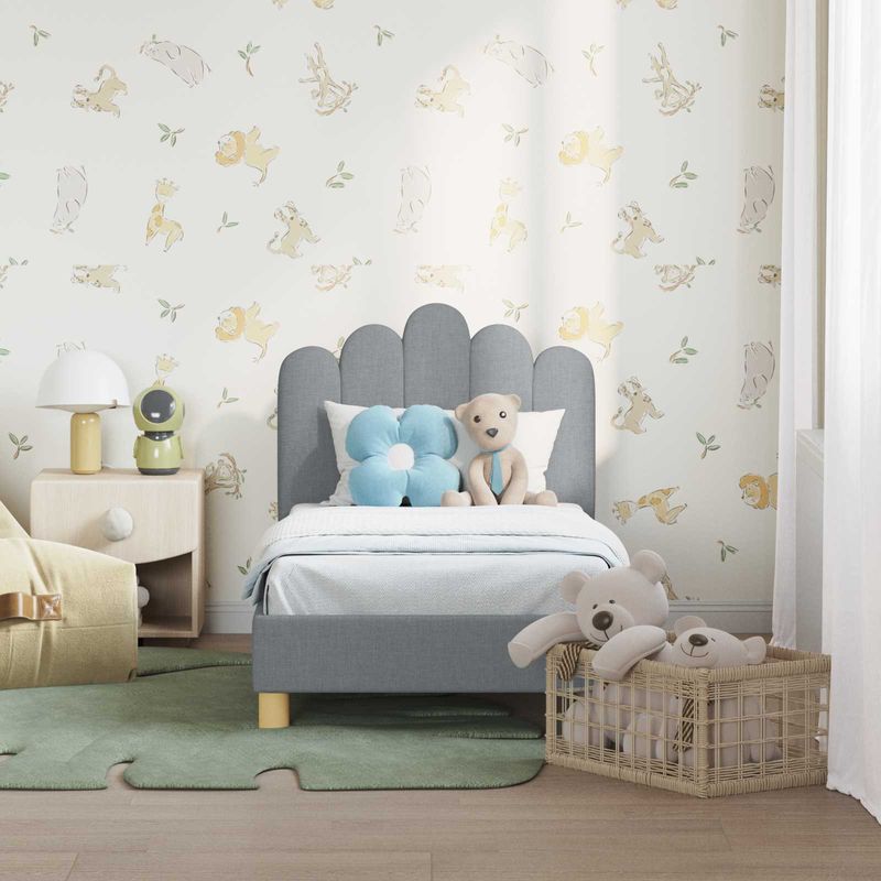 Casa si Gradina - Mobilier - Paturi si accesorii - Paturi - Cadru de pat pentru copii cu spatar Gri deschis 70 x 140 cm - Infinity.ro