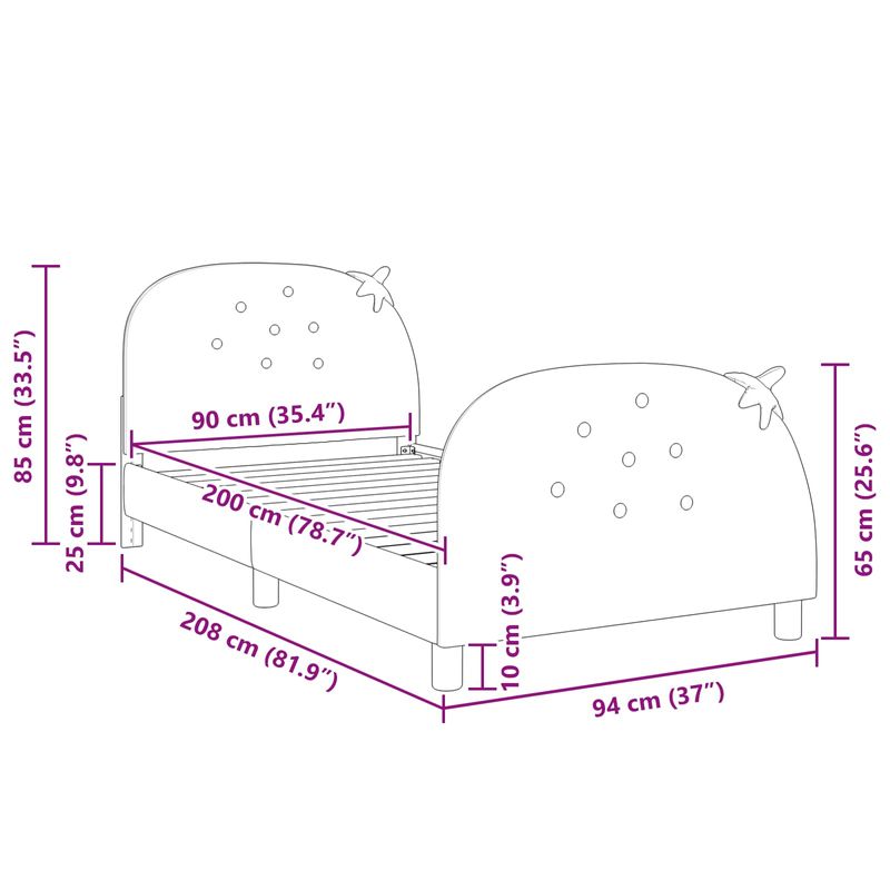 Casa si Gradina - Mobilier - Paturi si accesorii - Paturi - Cadru de pat pentru copii cu spatar Roz 90 x 200 cm Catifea - Infinity.ro