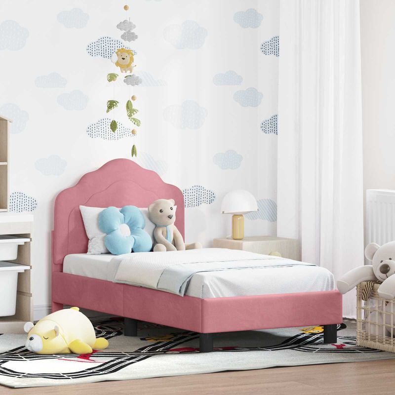 Casa si Gradina - Mobilier - Paturi si accesorii - Paturi - Cadru de pat pentru copii cu spatar Roz 70 x 140 cm Catifea - Infinity.ro