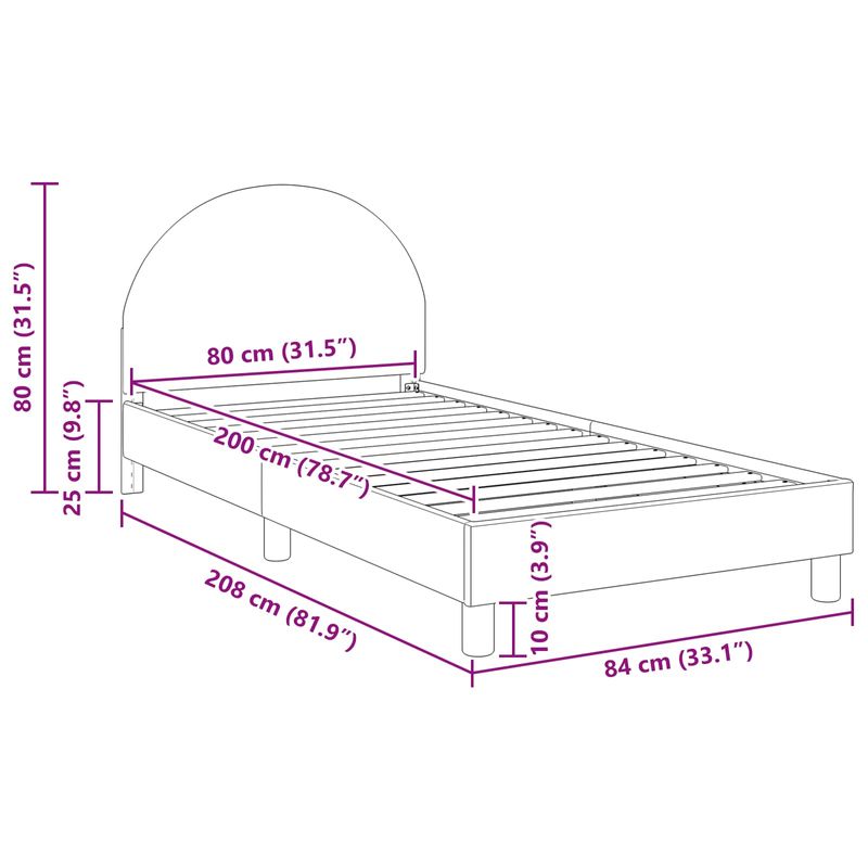 Casa si Gradina - Mobilier - Paturi si accesorii - Paturi - Cadru de pat pentru copii cu spatar Gri deschis 80 x 200 cm - Infinity.ro