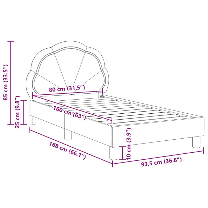 Casa si Gradina - Mobilier - Paturi si accesorii - Paturi - Cadru de pat pentru copii cu spatar Gri deschis 80 x 160 cm - Infinity.ro