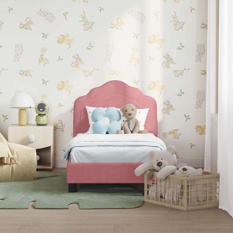 Casa si Gradina - Mobilier - Paturi si accesorii - Paturi - Cadru de pat pentru copii cu spatar Roz 70 x 140 cm Catifea - Infinity.ro