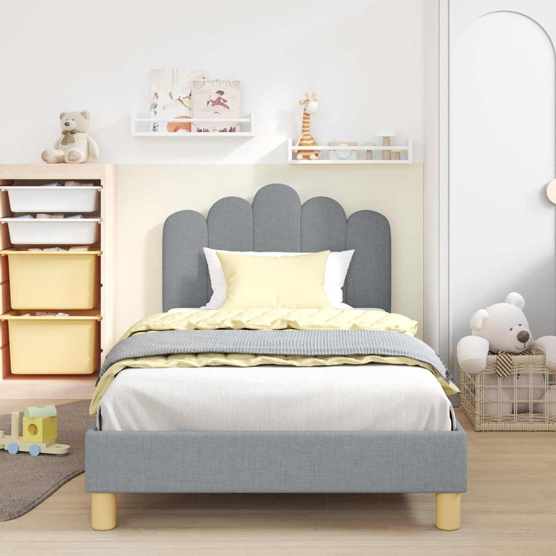 Casa si Gradina - Mobilier - Paturi si accesorii - Paturi - Cadru de pat pentru copii cu spatar Gri deschis 80 x 200 cm - Infinity.ro