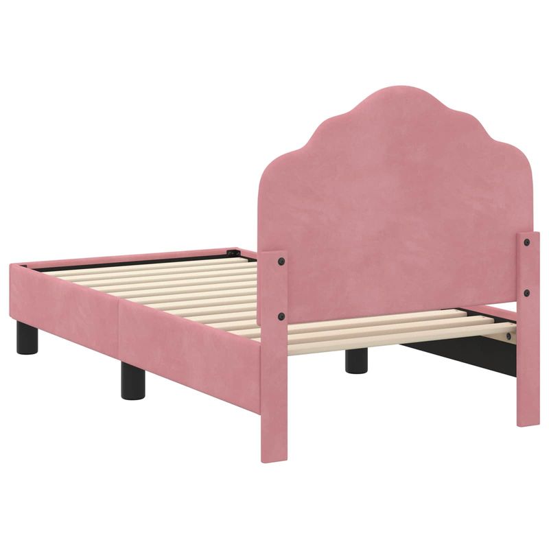 Casa si Gradina - Mobilier - Paturi si accesorii - Paturi - Cadru de pat pentru copii cu spatar Roz 70 x 140 cm Catifea - Infinity.ro