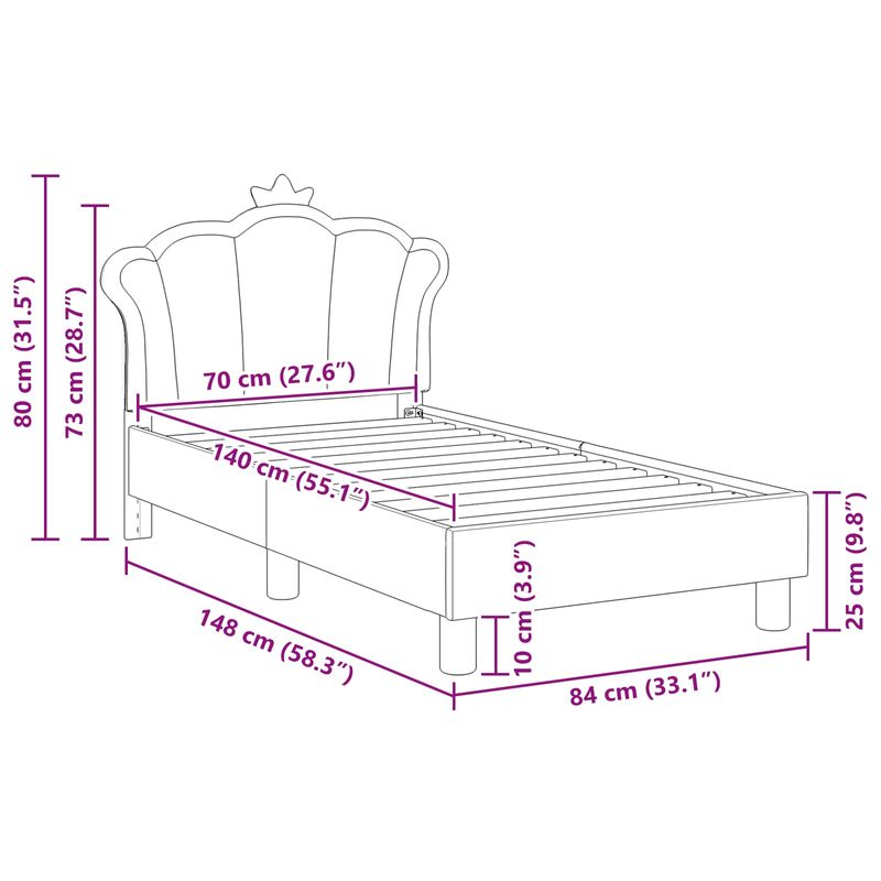 Casa si Gradina - Mobilier - Paturi si accesorii - Paturi - Cadru de pat pentru copii cu spatar Roz 70 x 140 cm PU - Infinity.ro