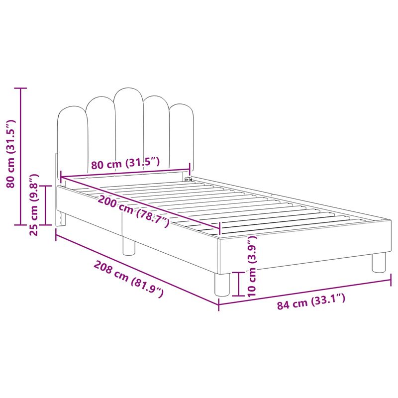 Casa si Gradina - Mobilier - Paturi si accesorii - Paturi - Cadru de pat pentru copii cu spatar Gri deschis 80 x 200 cm - Infinity.ro