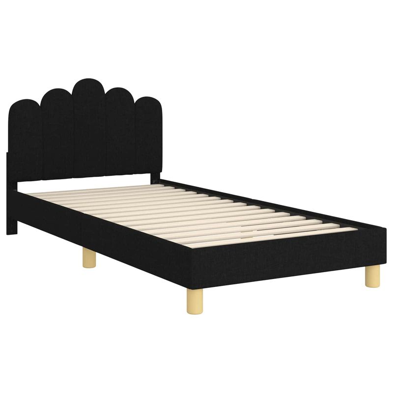 Casa si Gradina - Mobilier - Paturi si accesorii - Paturi - Cadru de pat pentru copii cu spatar Negru 90 x 190 cm tesatura - Infinity.ro