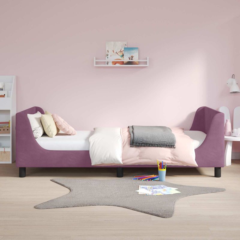 Casa si Gradina - Mobilier - Paturi si accesorii - Paturi - Cadru de pat pentru copii cu spatar Violet 80 x 200 cm Catifea - Infinity.ro